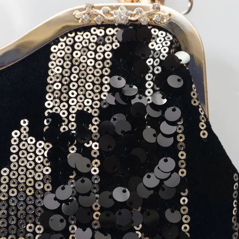 Velvet Clutch Evening Handbags with Sequin Design