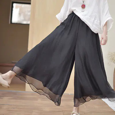 Cotton Linen Wide-Leg Pants, Plus Size Yoga Pants