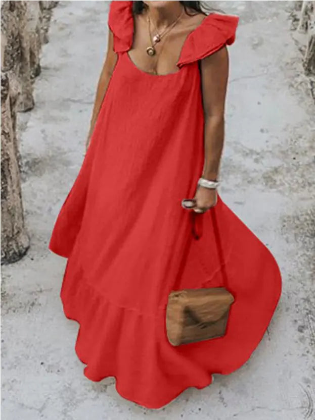Summer Ruffle Maxi Dress Plus Size 5XL Beach Dress