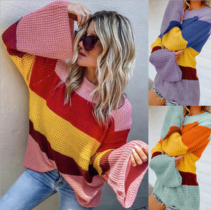 Three-Color Pullover Sweater