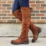 Waterproof Leather Low Heel Women's Fashion Boots