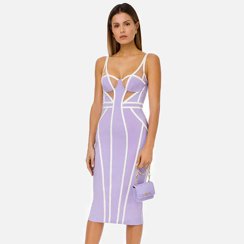 Sexy Striped Spaghetti Strap Bodycon Dress for Women