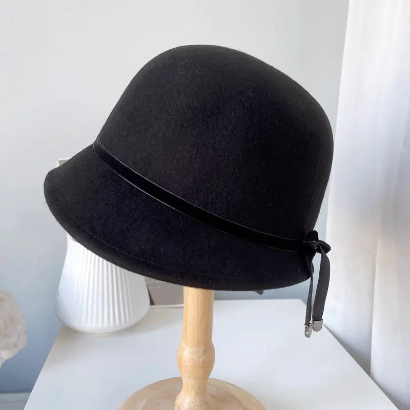 Fine Bow Wool Felt Hats for Ladies