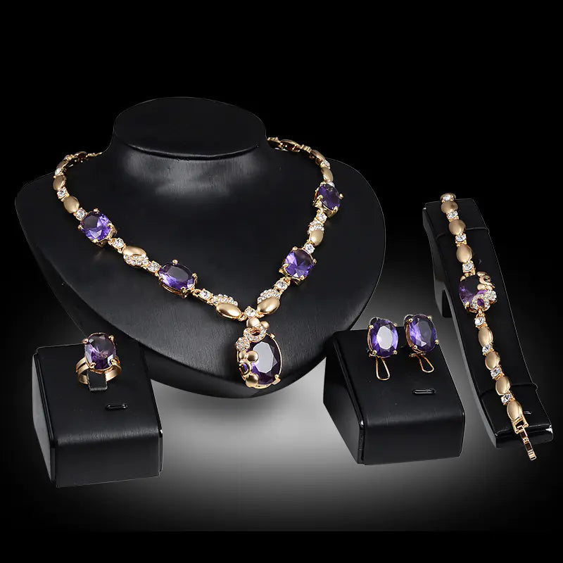 Fashion Gem Jewelry Set for Brides - Punk Style (4pcs)