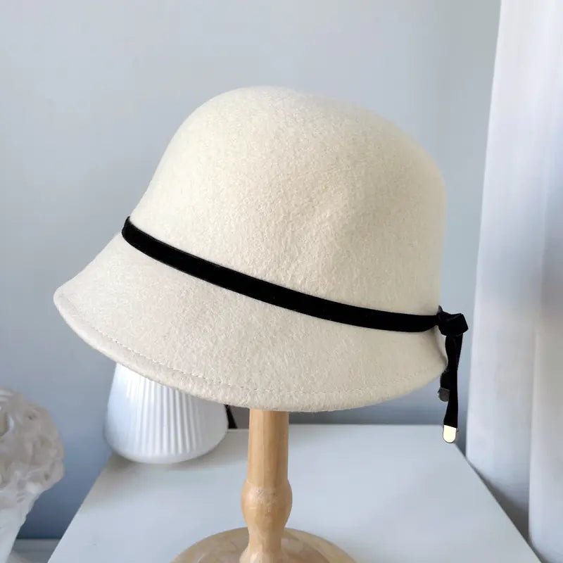 Fine Bow Wool Felt Hats for Ladies
