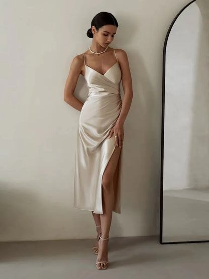 Halter Backless Slit Dress