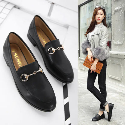 Versatile Flat Shoes - Casual White Leather Sneakers