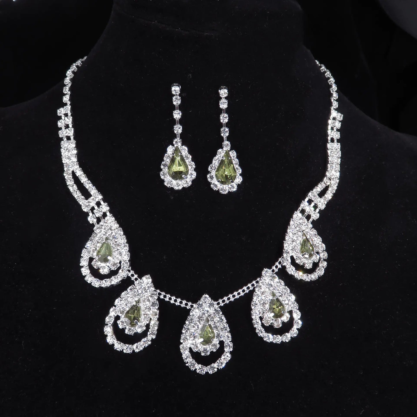 Teardrop Blue Zircon Jewelry Set - 3pcs Earrings & Necklace