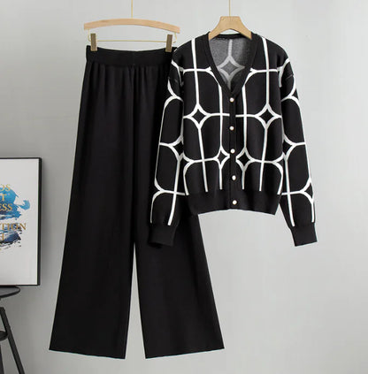 Women's Jacquard Knitted Cardigan Sweater Jacket
