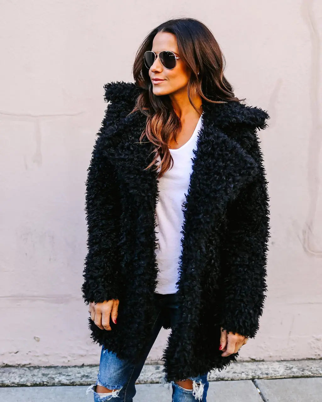 Long Faux Fur Coat for Women - Autumn Winter Fashion