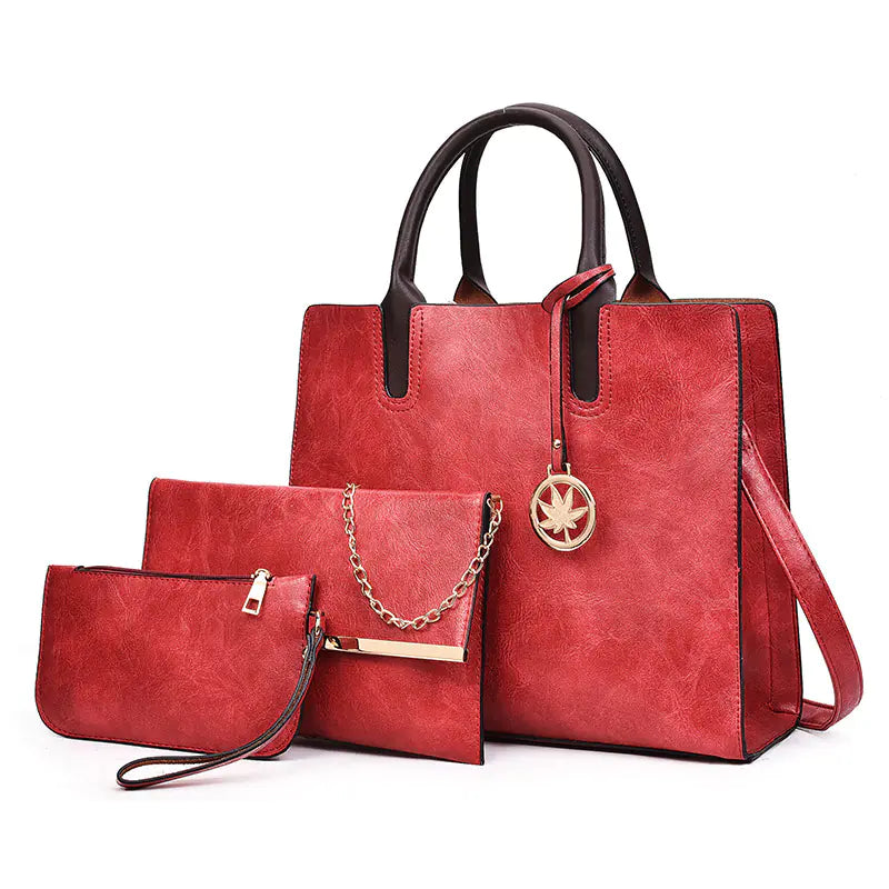 Classic Tote Bag Set - Solid Color All-Match Handbags