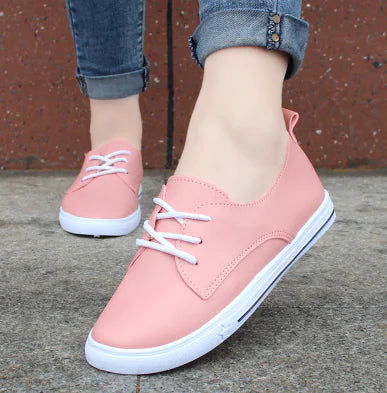 Breathable Flat Shoes - Kids' White Leather Sneakers