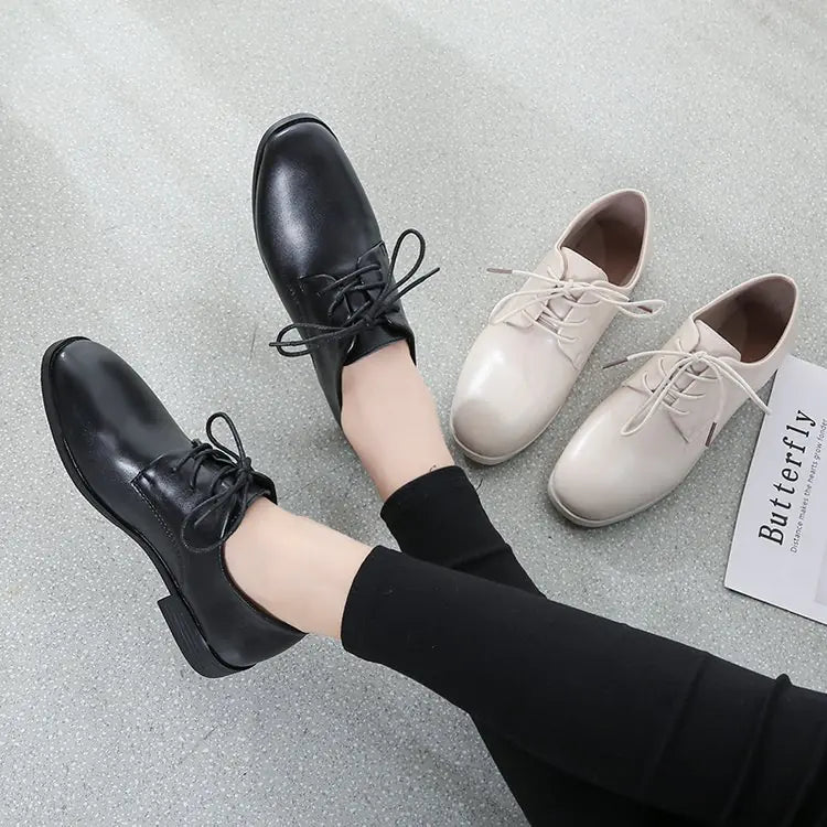 2020 Autumn Black Women's Leather Casual Shoes
