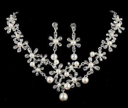 Korean Style Pearl and Rhinestone Jewelry Set (3 Pieces)