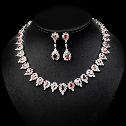 Korean Style Bridal Jewelry Set with Earrings and Necklace