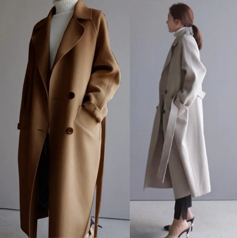 Autumn Winter Mid-Length Double-Sided Cashmere Coat