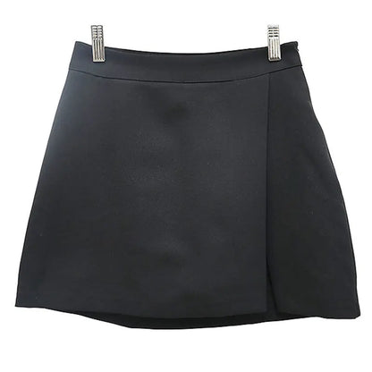 Korean Women's High Waist Side Slit A-Line Pantskirt