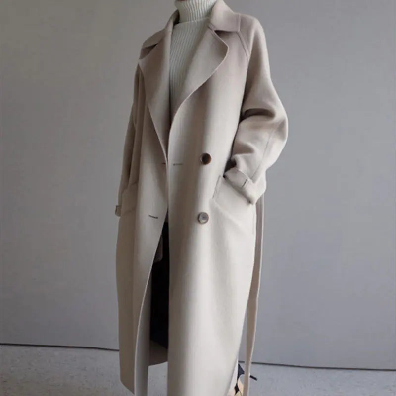Autumn Winter Mid-Length Double-Sided Cashmere Coat