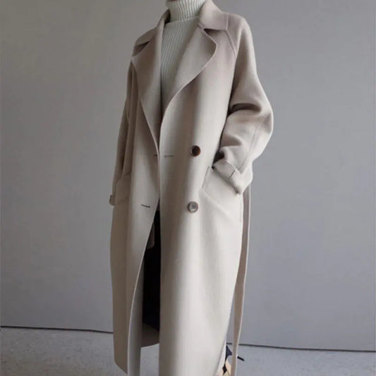 Autumn Winter Mid-Length Double-Sided Cashmere Coat