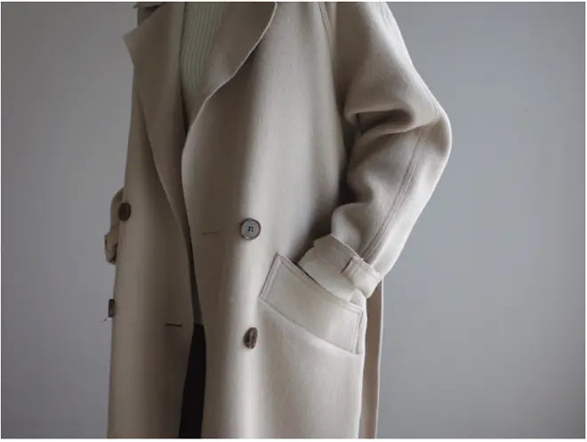 Autumn Winter Mid-Length Double-Sided Cashmere Coat