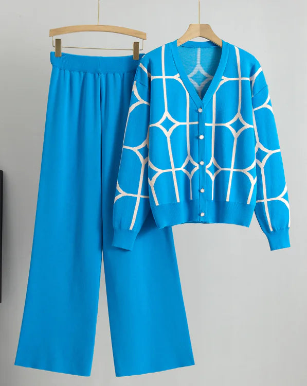 Women's Jacquard Knitted Cardigan Sweater Jacket