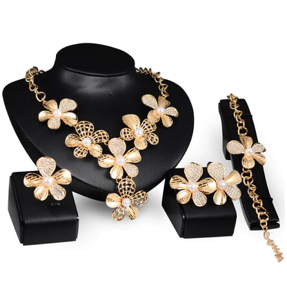 Gold Jewelry Set for Brides - 4-Piece Accessory Set