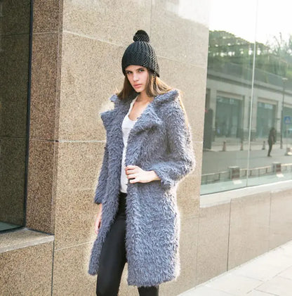Long Faux Fur Coat for Women - Autumn Winter Fashion