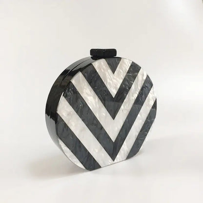 Stripes Acrylic Handbags for Evening and Party Use