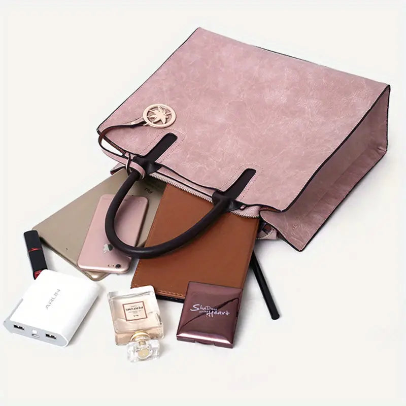 Classic Tote Bag Set - Solid Color All-Match Handbags