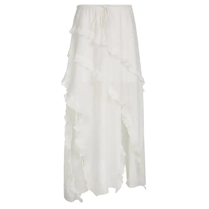 "Fashion Ruffles Lace-up Irregular Skirt"