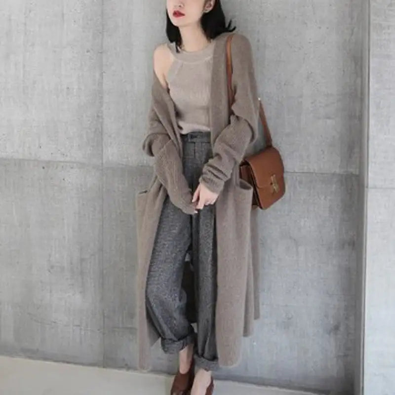 Thick Knitted Casual Cardigan Sweater Coat for Women