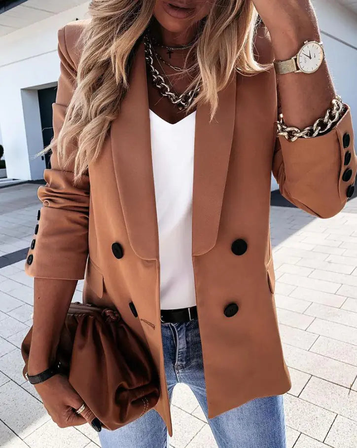 Double-breasted Long-sleeved Suit for Autumn/Winter