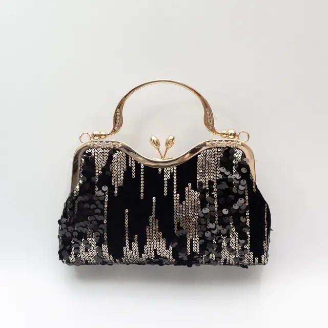 Velvet Clutch Evening Handbags with Sequin Design