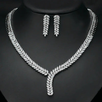 Luxury Bridal Jewelry Set with AAA Zirconia Earrings & Necklace