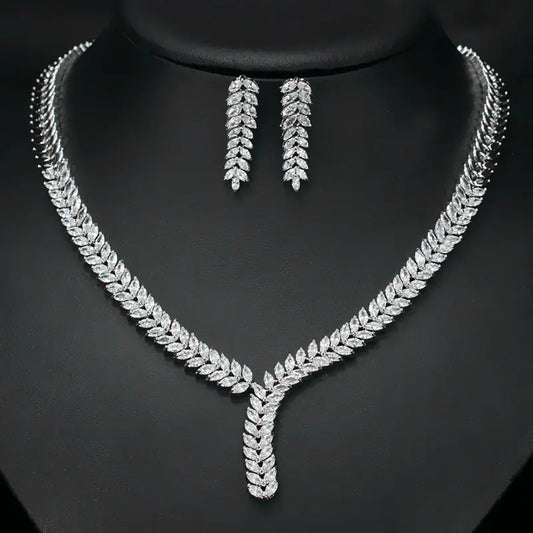 Luxury Bridal Jewelry Set with AAA Zirconia Earrings & Necklace