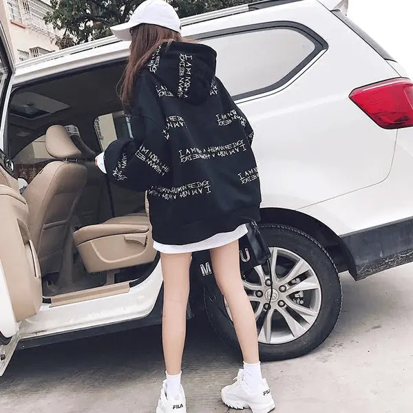 Korean Mid-Length Women's Hooded Sweater