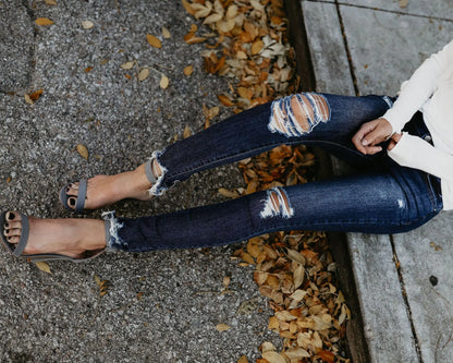 Skinny Jeans 3/4 Length Denim Pants