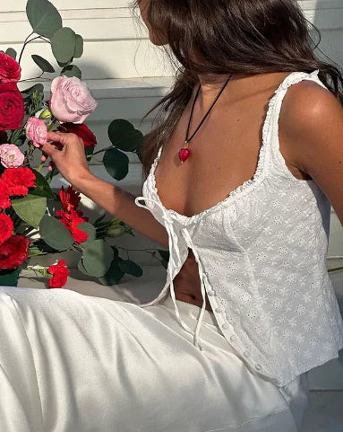 Women's Summer Square Collar Buckle Tank Tops