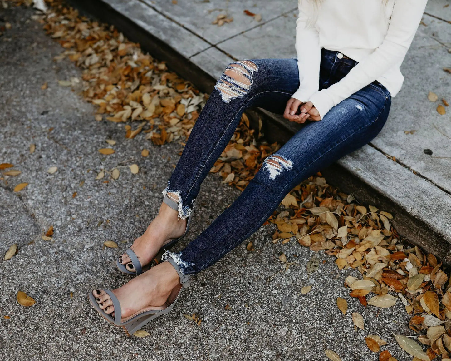 Skinny Jeans 3/4 Length Denim Pants