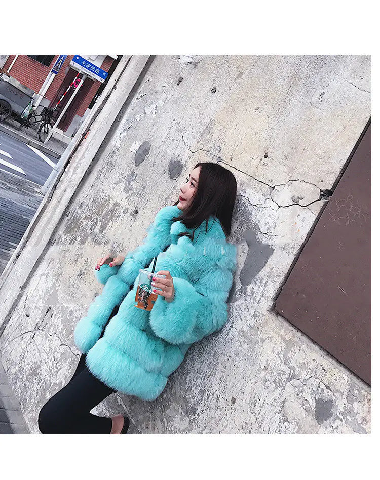 New Haining Mid-Length Winter Fur Coat for Women