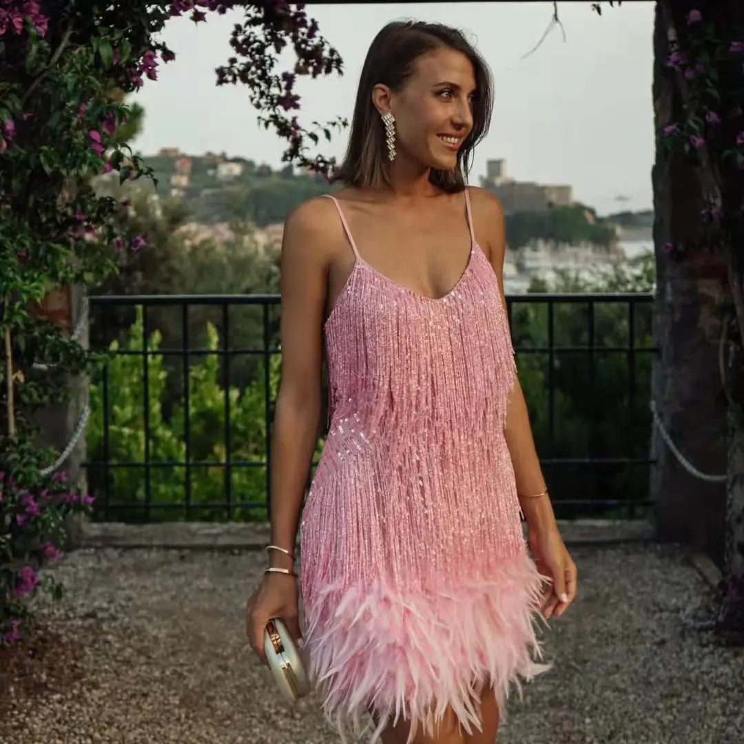 Tassel Feather Mini Dress