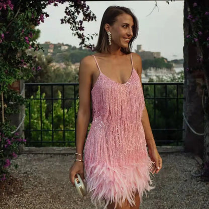 Tassel Feather Mini Dress