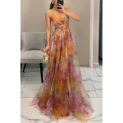 Mesh Print Slip Dress