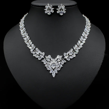 Korean Style Bridal Jewelry Set with Necklace and Earrings