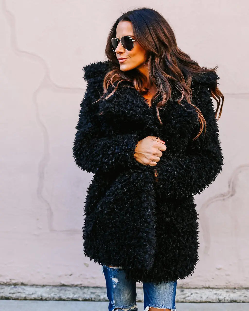 Long Faux Fur Coat for Women - Autumn Winter Fashion