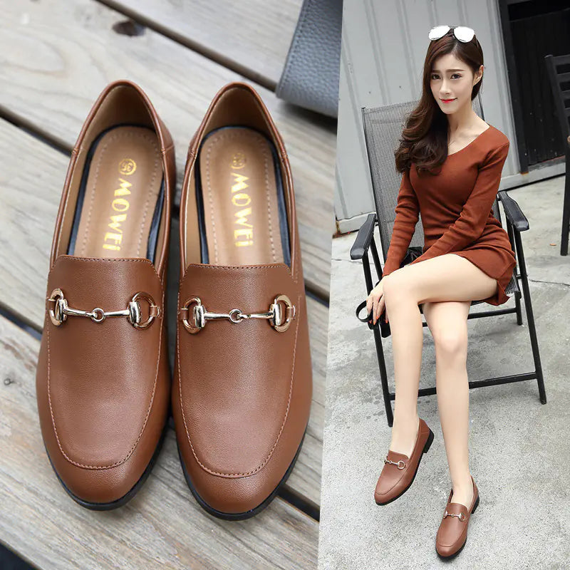 Versatile Flat Shoes - Casual White Leather Sneakers