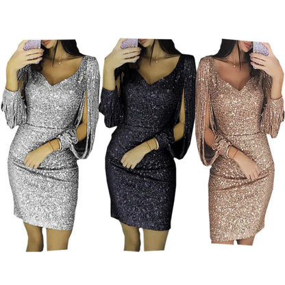 Fringe Long Sleeve Dress