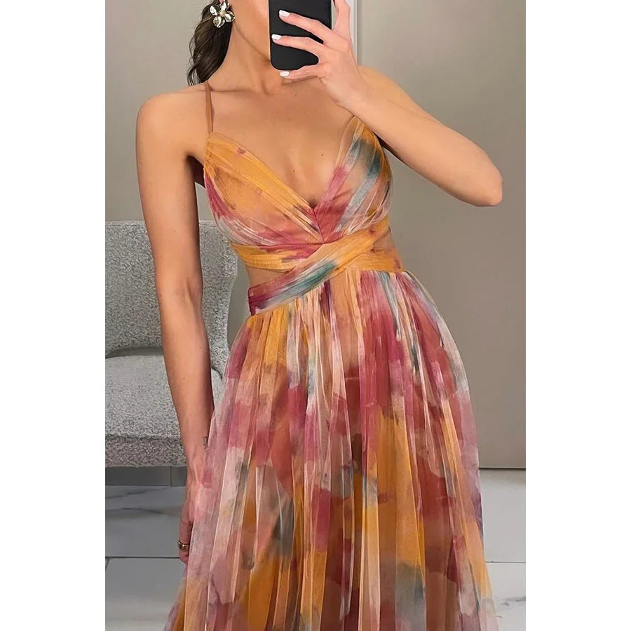Mesh Print Slip Dress