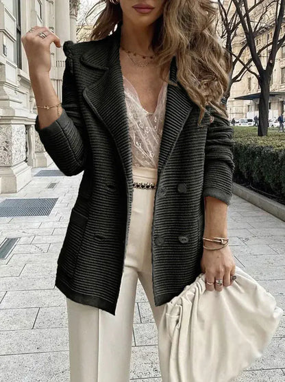 Women's Solid Color Cardigan Coat for Autumn/Winter