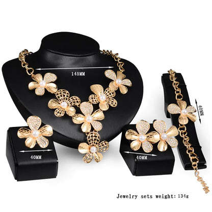 Gold Jewelry Set for Brides - 4-Piece Accessory Set